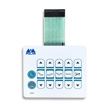 Press this button to raise the backrest. Use this when the patient needs to sit up or rest in a semi-reclined position. (43)